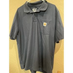 Carhartt Pocket Shirt Adult L Navy blue Loose Fit Polo Short Sleeve Casual Men